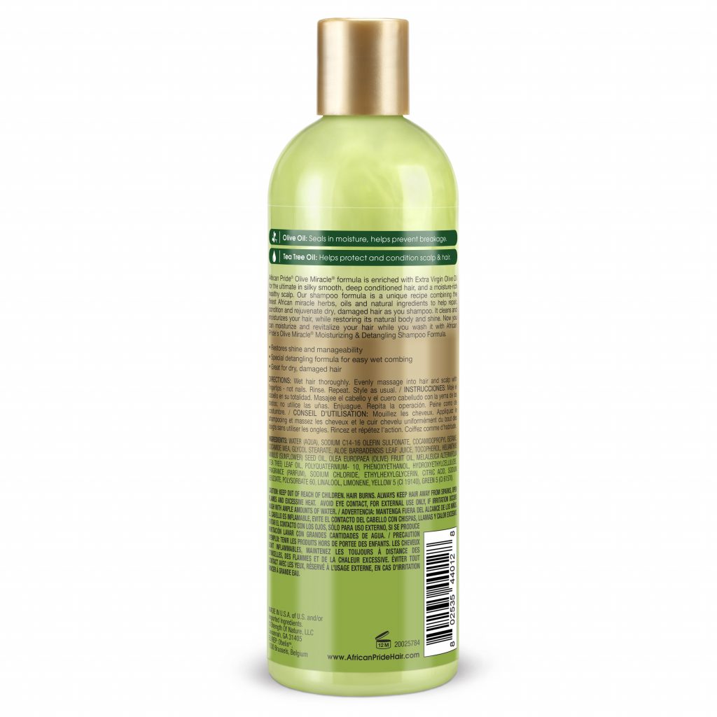 African Pride OLIVE MIRACLE 2-IN-1 SHAMPOO, 12OZ