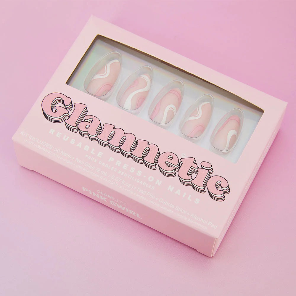 Glamnetic Pink Swirl - Medium Almond