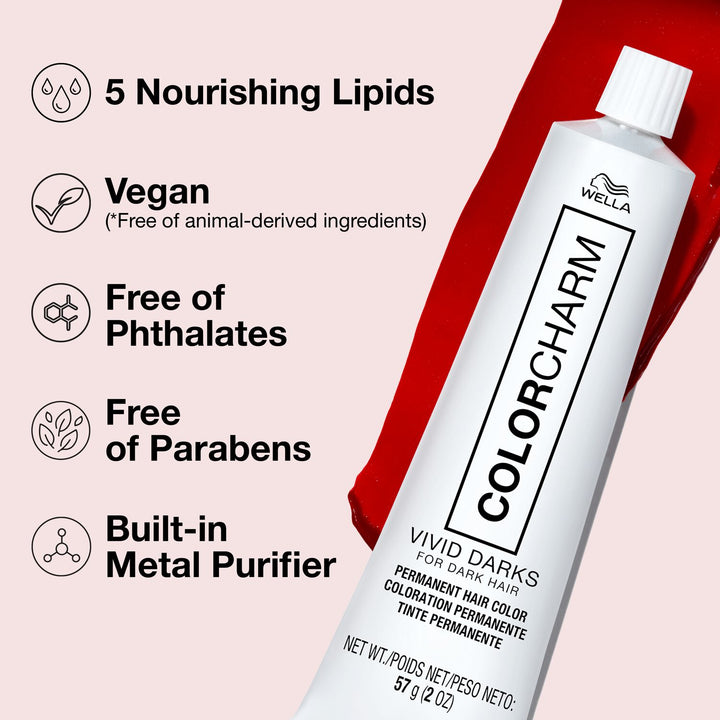 Wella ColorCharm Vivid Darks Permanent Cream Hair Color for Dark Hair