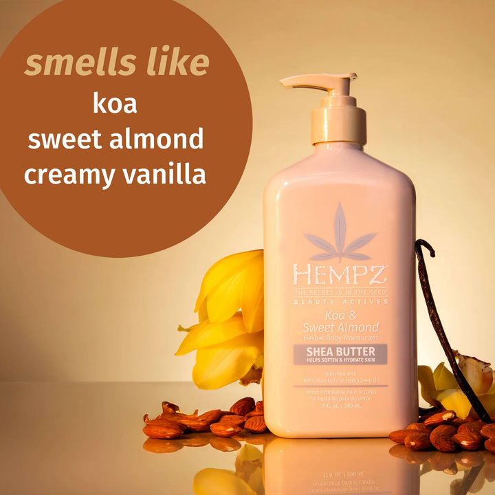 Hempz Beauty Actives Koa & Sweet Almond Smoothing Body Moisturizer with Shea Butter