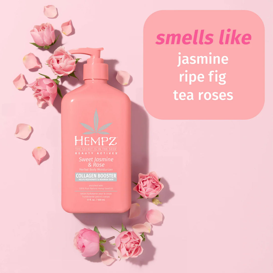 Hempz Beauty Actives Sweet Jasmine & Rose Body Moisturizer with Collagen Booster