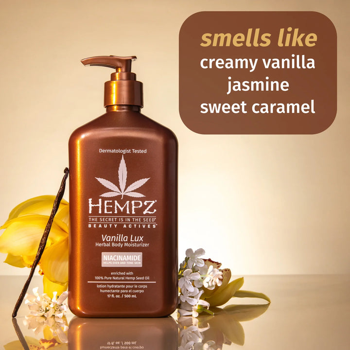 Hempz Beauty Actives Vanilla Lux Body Moisturizer with Niacinamide