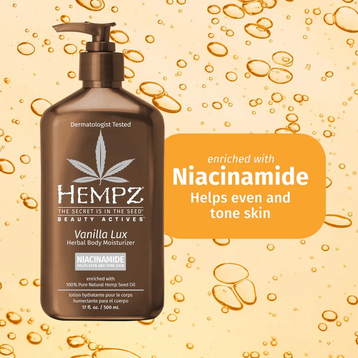 Hempz Beauty Actives Vanilla Lux Body Moisturizer with Niacinamide