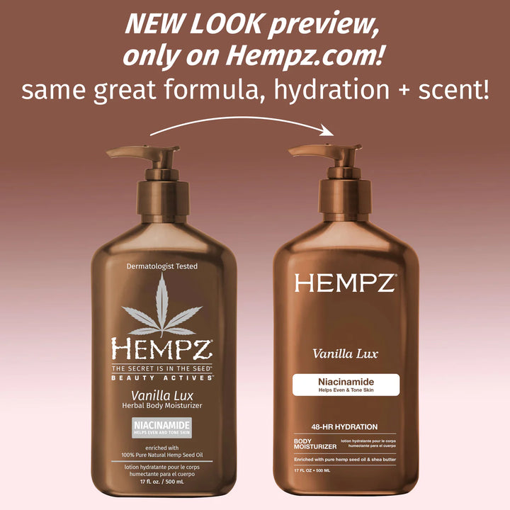 Hempz Beauty Actives Vanilla Lux Body Moisturizer with Niacinamide