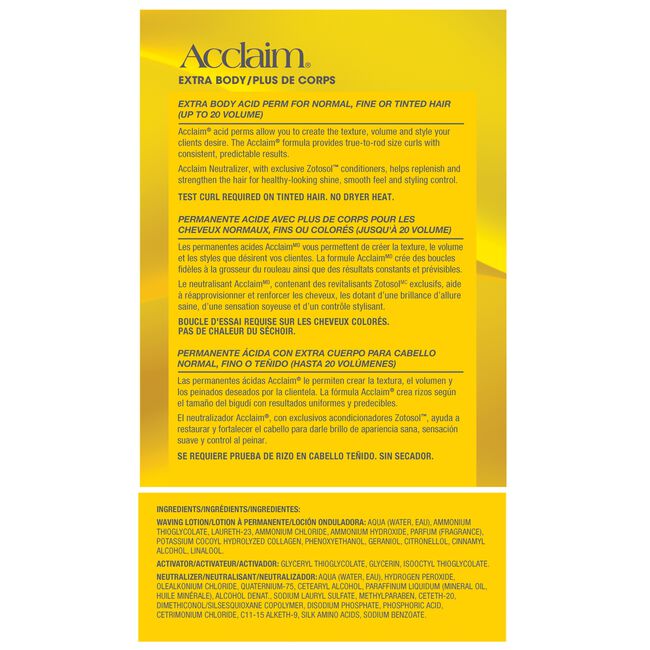 Zotos Professional Acclaim Extra Body Acid Perm for Normal, Fine or Tinted Hair