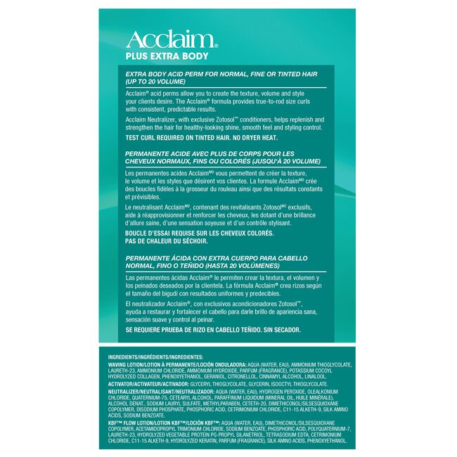 Zotos Professional Acclaim Plus Extra Body Acid Perm for Normal, Fine or Tinted Hair