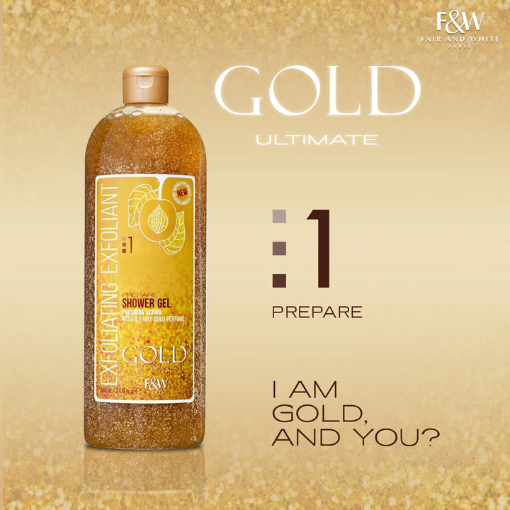 Fair and White 1: Gold Exfoliating Shower Gel Precious Scrub - 940 ml