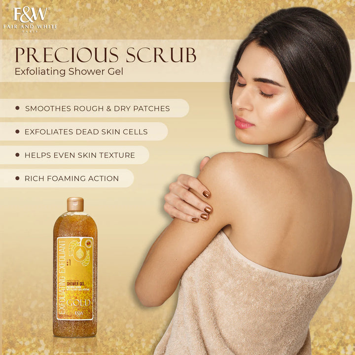 Fair and White 1: Gold Exfoliating Shower Gel Precious Scrub - 940 ml