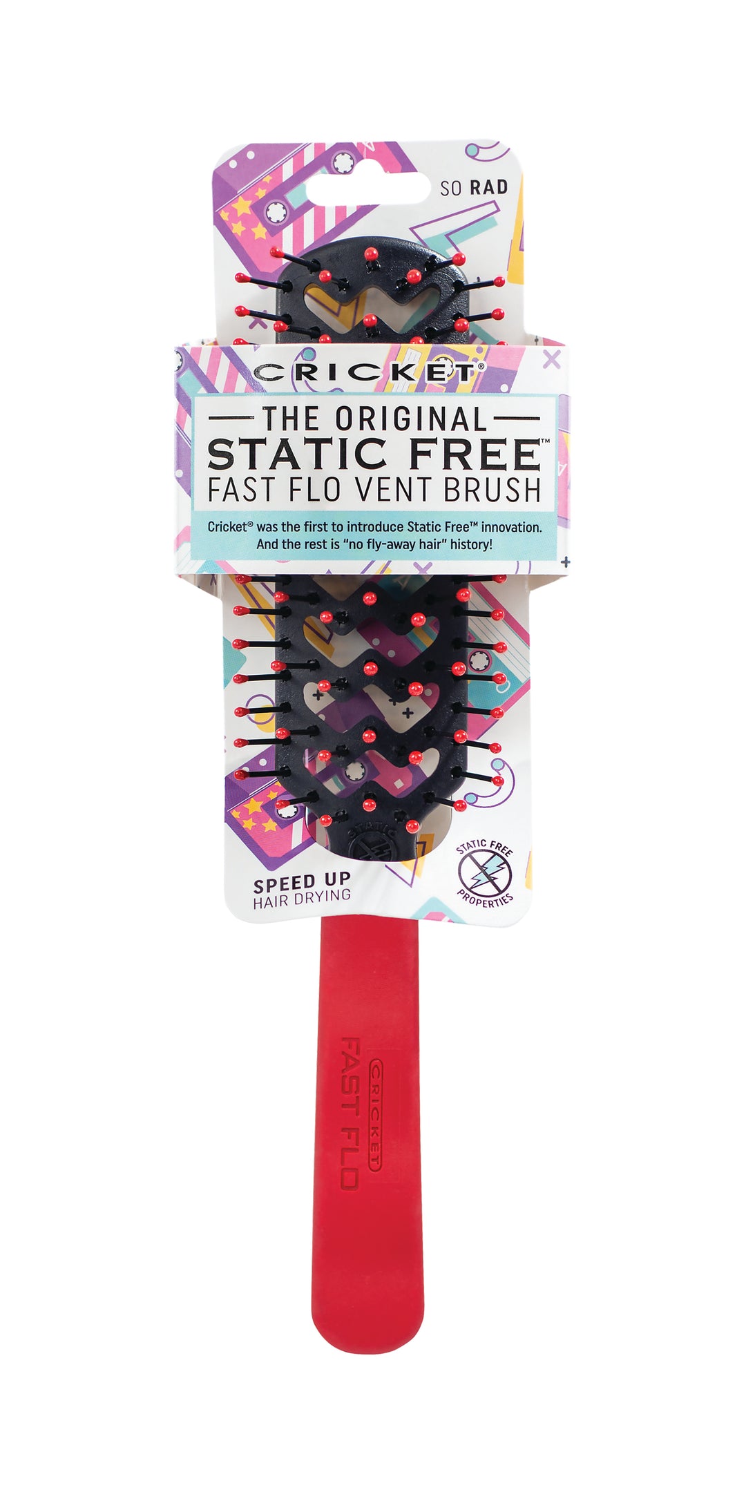 Cricket The Original Static Free Fast Flo Vent Brush - So Rad [Red]