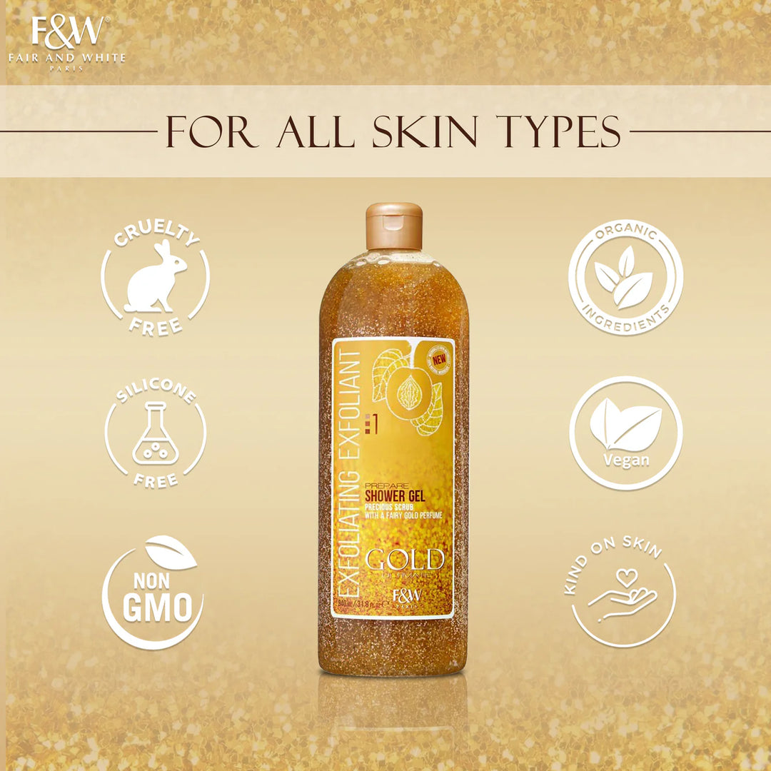 Fair and White 1: Gold Exfoliating Shower Gel Precious Scrub - 940 ml