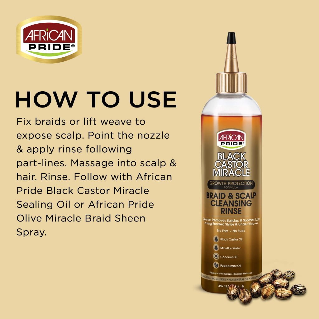 African Pride Black Castor Miracle Braid, Braid & Scalp Cleansing Rinse, 12oz