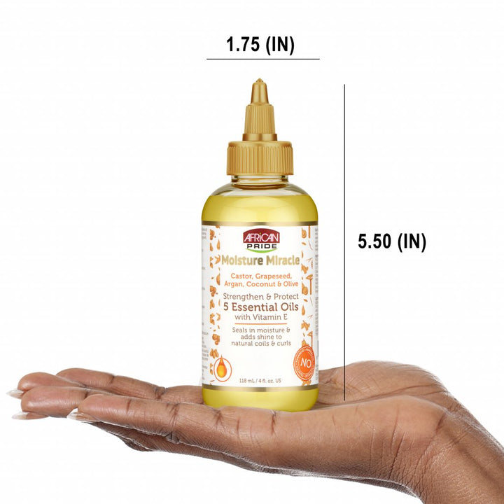 African Pride Moisture Miracle Castor, Grapeseed, Argan, Coconut & Olive 5 Essential Oils, 4oz