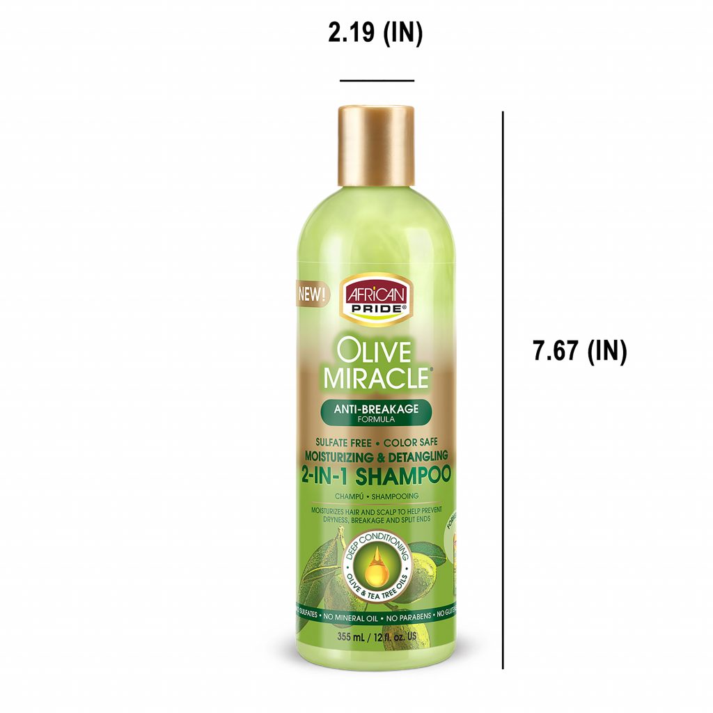 African Pride OLIVE MIRACLE 2-IN-1 SHAMPOO, 12OZ