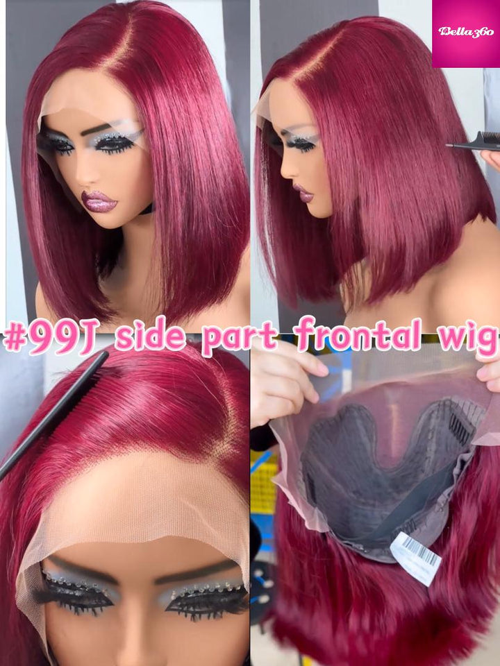 Lace Front Human Hair Bob Wig - 10"