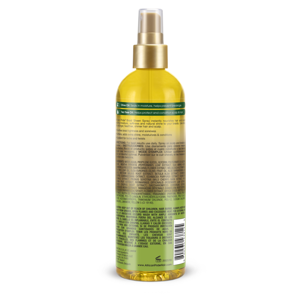 African Pride OLIVE MIRACLE BRAID SHEEN SPRAY, REGULAR, 12FL OZ