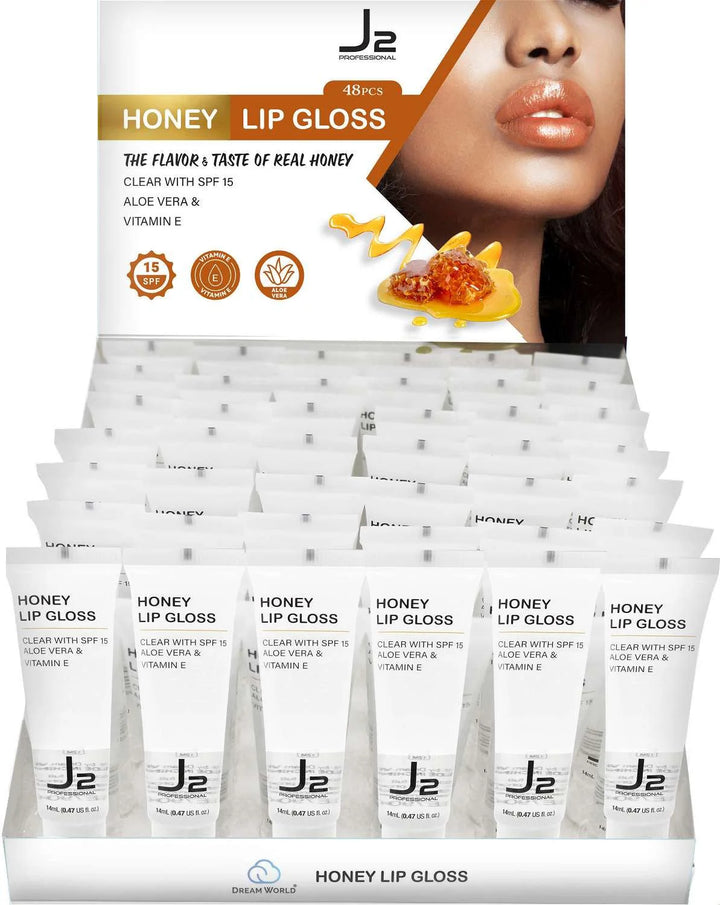 Dream World J2 Honey Lip Gloss, clear with SPF 15, Aloe Vera and Vitamin E