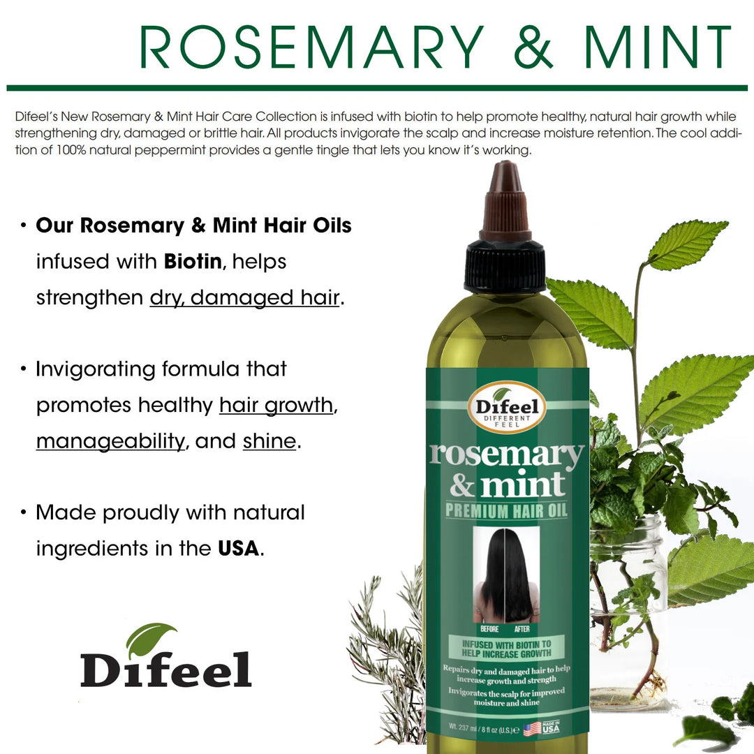Difeel Rosemary and Mint Premium Hair Oil 8 oz.