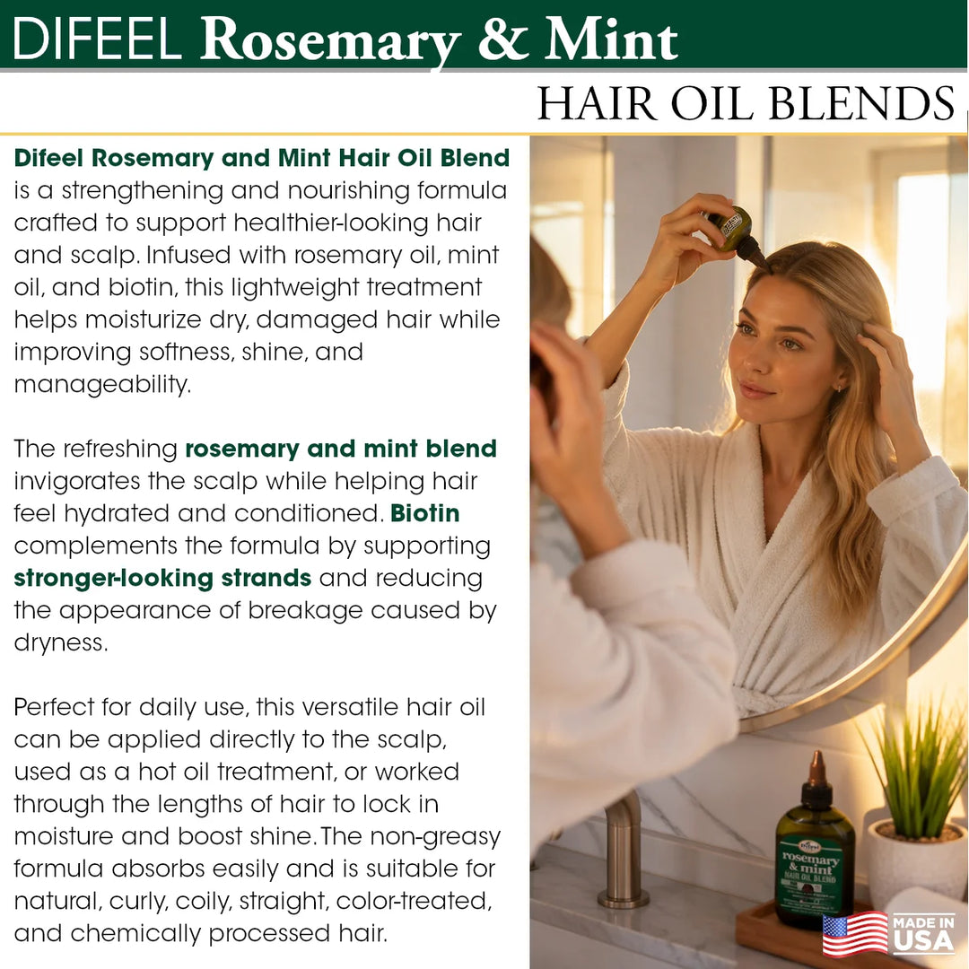 Difeel Rosemary and Mint Hair Oil Blend with Biotin 7.1 oz.