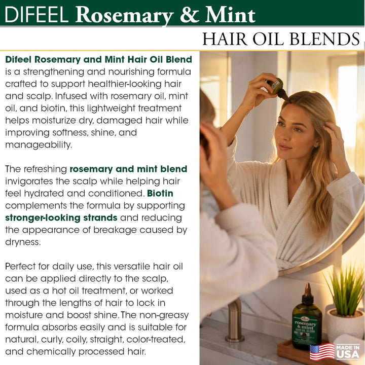 Difeel Rosemary and Mint Hair Oil Blend with Biotin 7.1 oz.