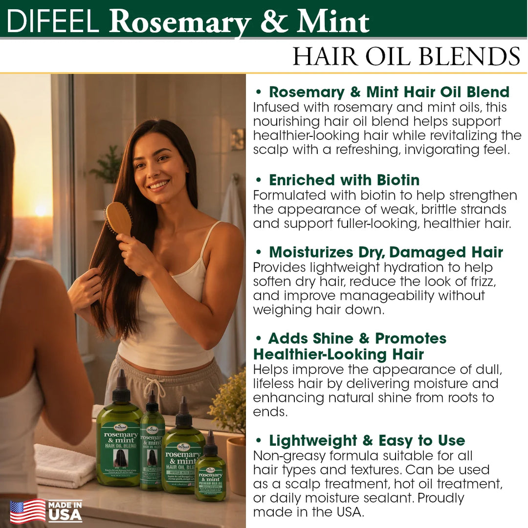 Difeel Rosemary and Mint Hair Oil Blend with Biotin 7.1 oz.