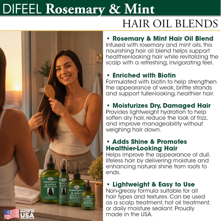 Difeel Rosemary and Mint Hair Oil Blend with Biotin 7.1 oz.