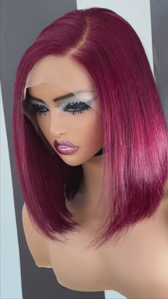 Lace Front Human Hair Bob Wig - 10"